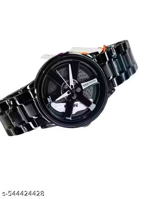 Black Car Wheels Watch (White)