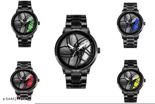 Black Car Wheels Watch (White)