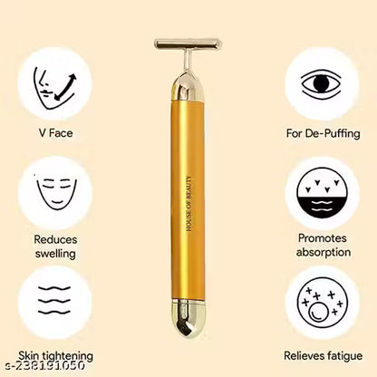 24K Gold Energy Beauty Bar Electric Facial Massage Roller