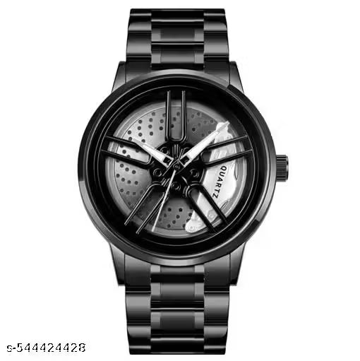 Black Car Wheels Watch (White)