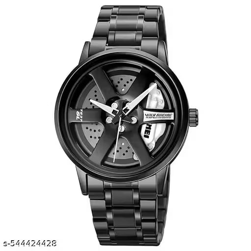 Black Car Wheels Watch (White)