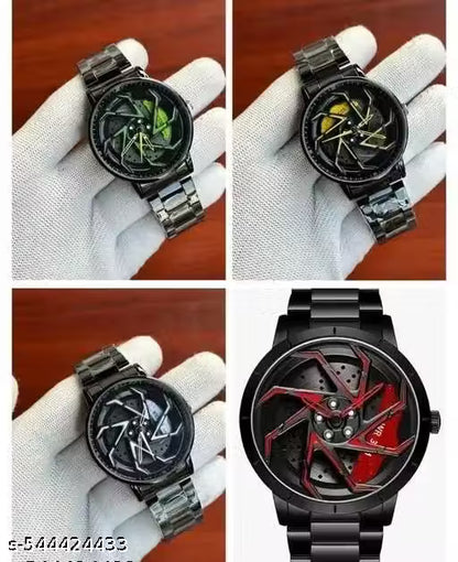Black Car Wheels Watch (Green)