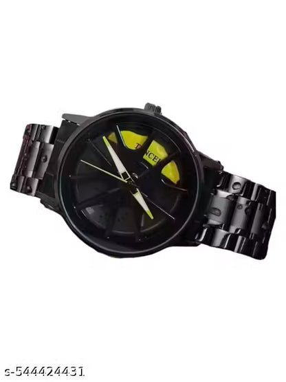 Black Car Wheels Watch (Yellow)