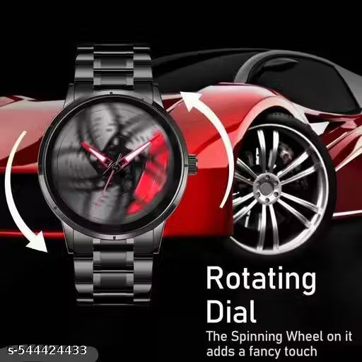 Black Car Wheels Watch (Red)