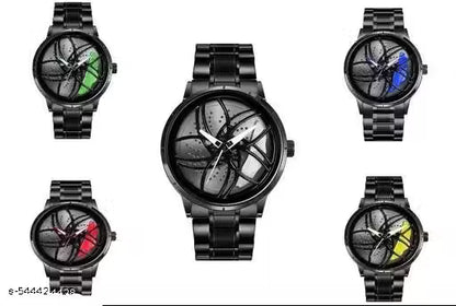 Black Car Wheels Watch (White)