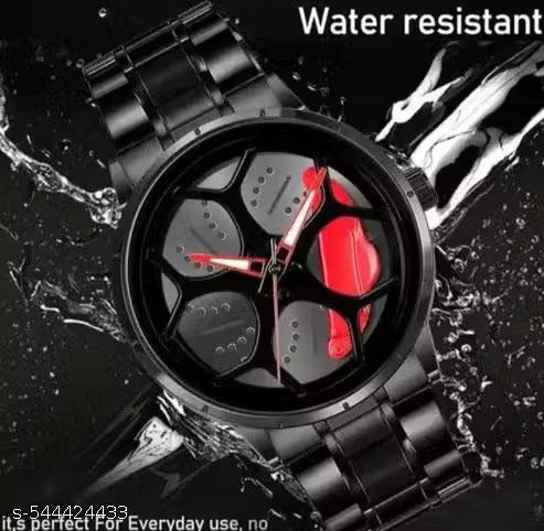 Black Car Wheels Watch (Red)